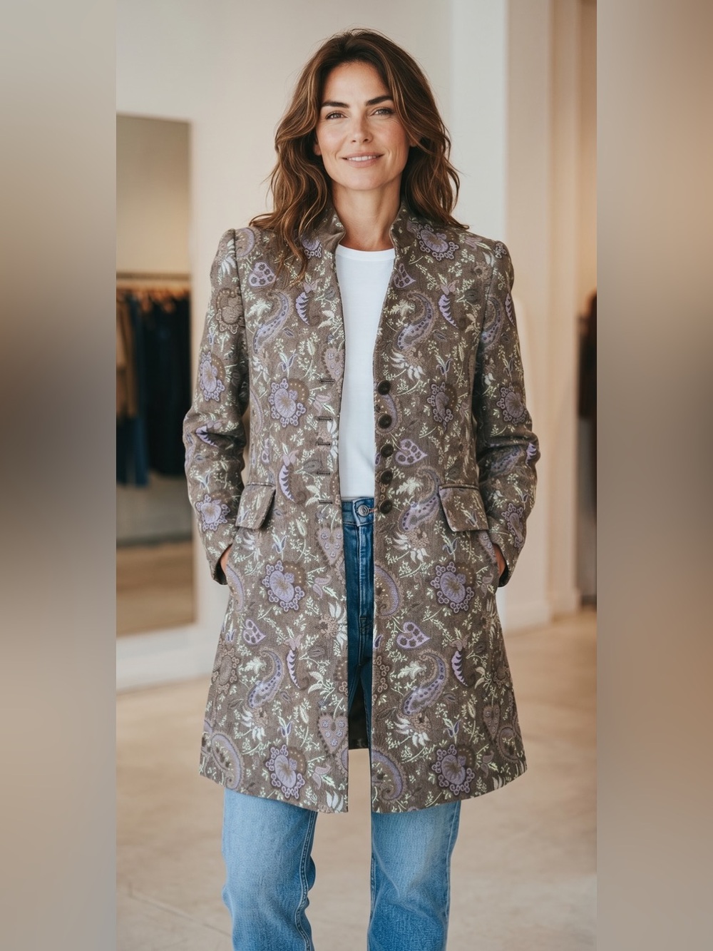 Tapestry  and velvet long blazer size 10